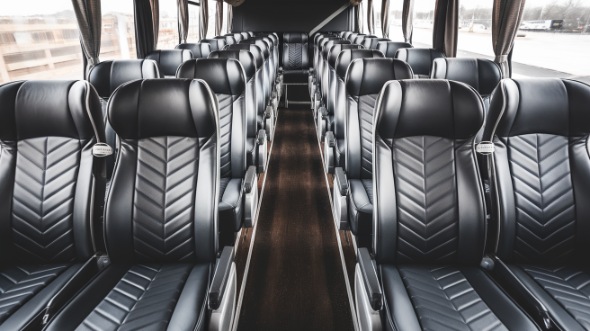 56 passenger charter bus inside coral gables